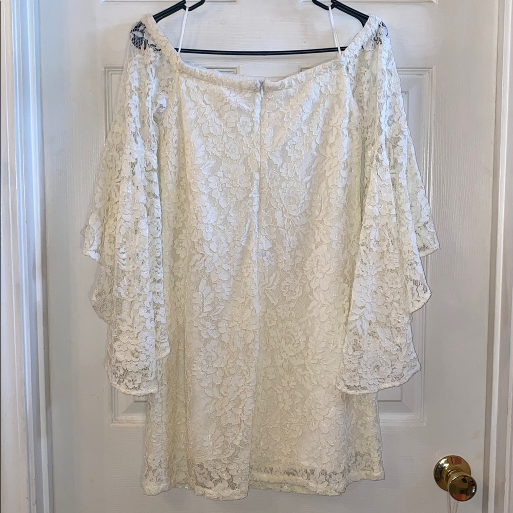 Wayf Cream Lace Off-Shoulder Angelic Dress - Picture 9 of 12